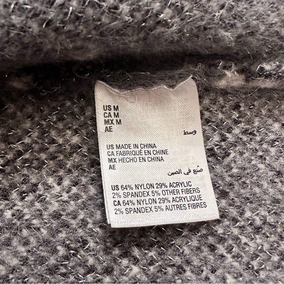 Macys Inc Fuzzy Animal Print Open Front Cardigan Gray Medium - Picture 4 of 5